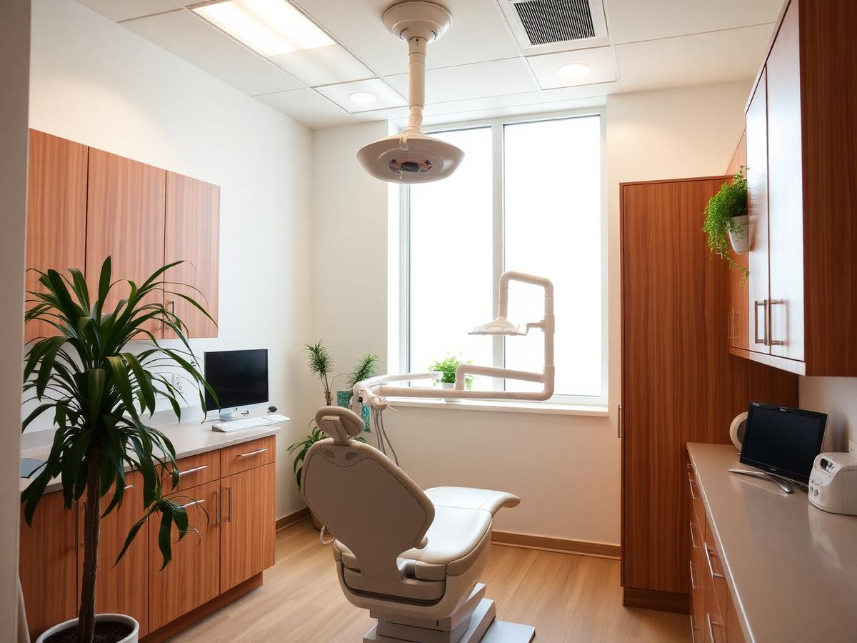 A bright private treatment room with a large window