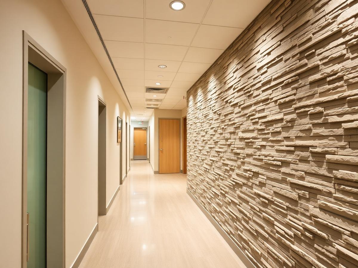 A calm hallway leading to the private treatment rooms